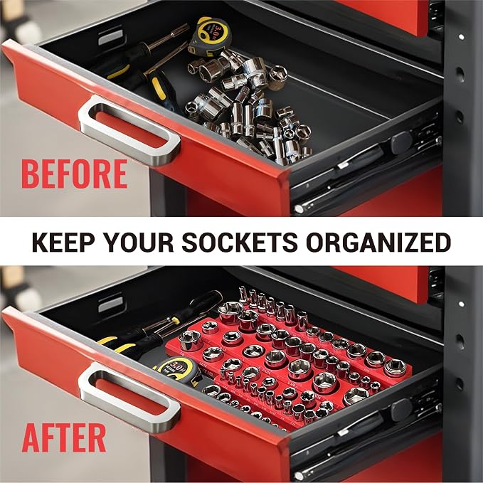 6-Piece Magnetic Socket Organizer Set, Magnetic Socket Holder Includes 1/4" - Image 7