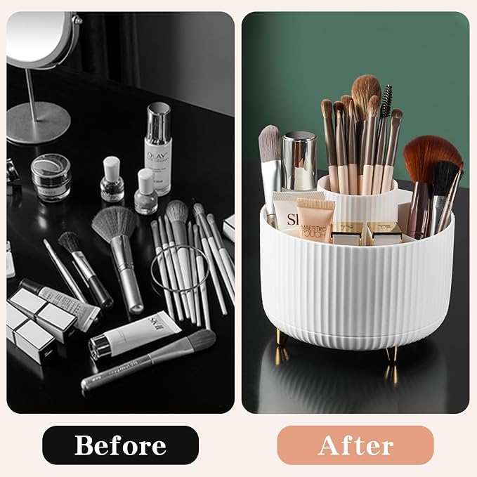 360° Rotate Makeup Brush Holder Organizer, Makeup Organizers Countertop - Image 8