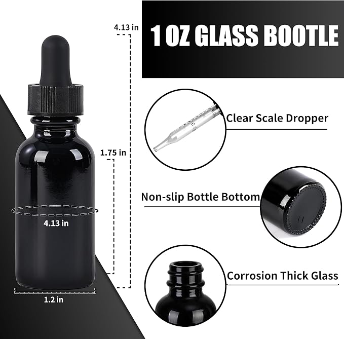 12 Pcs, 1oz Glass Dropper Bottle, Leakproof Tincture Bottles - Image 2