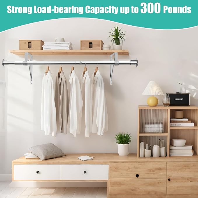 Closet Rod, 16 to 75 Inch Closet Rods Heavy Duty Adjustable Clothes Rods - Image 6