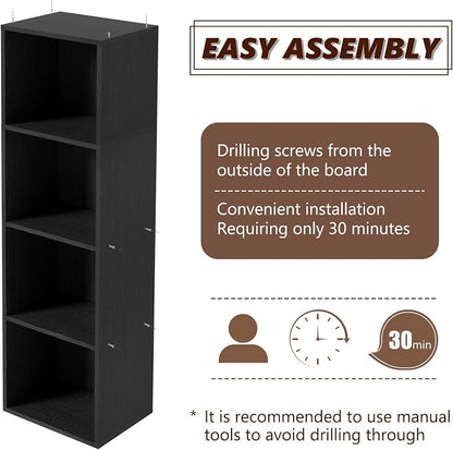 Wooden 4 Cube Storage Organizer, 4 Tier Storage Cubes Storage Display Cubby - Image 4