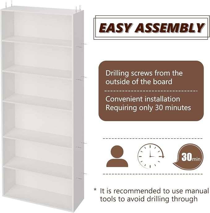 6 Tier Book Shelf，Wooden 6 Cube Storage Organizer, 6 Tier Low Bookcase Storage - Image 4
