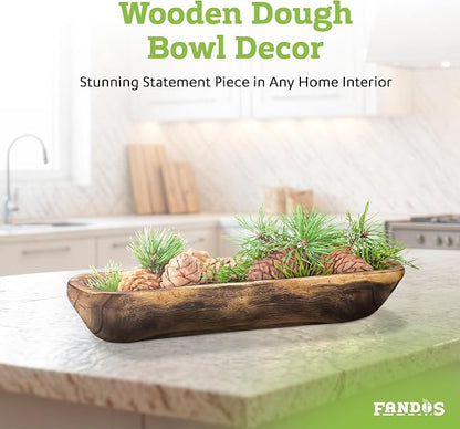 FANDOS Wooden Dough Bowl for Decor - Image 2