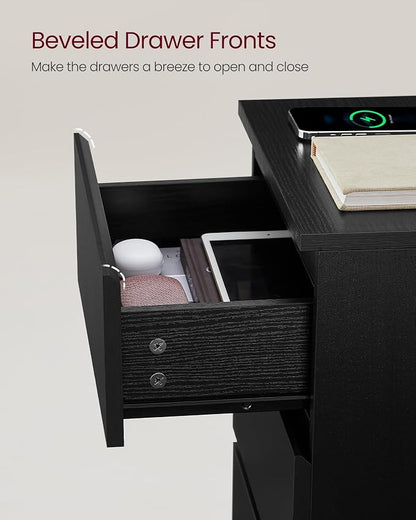 VASAGLE Nightstand with Charging Station, 2 AC Outlets and 2 USB Ports - Image 6
