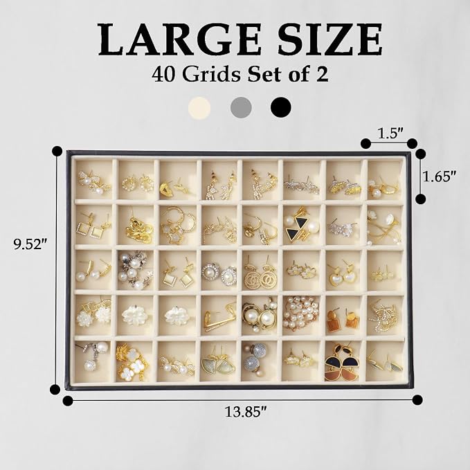 Large Jewelry Organizer Tray 2 Pack, Stackable Jewelry Storage Holder - Image 4