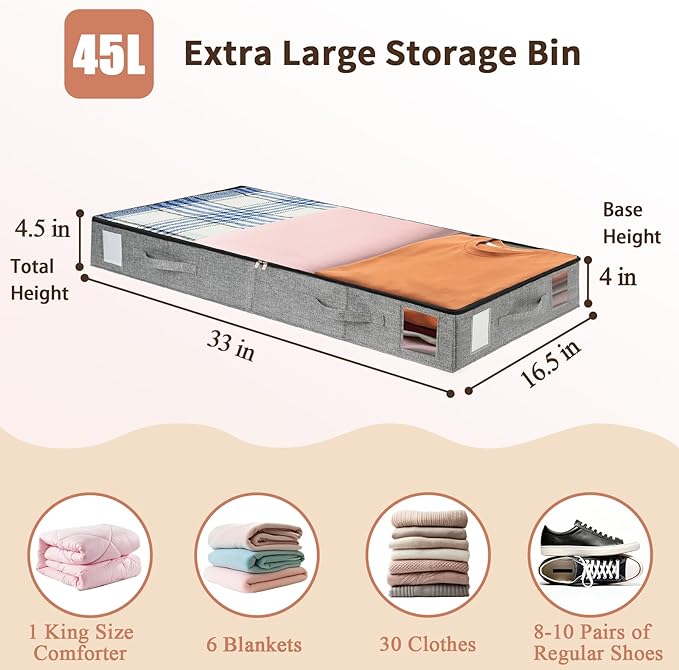 combocube 4 Pack Under Bed Storage Containers, 4.5" Low Profile Underbed - Image 4