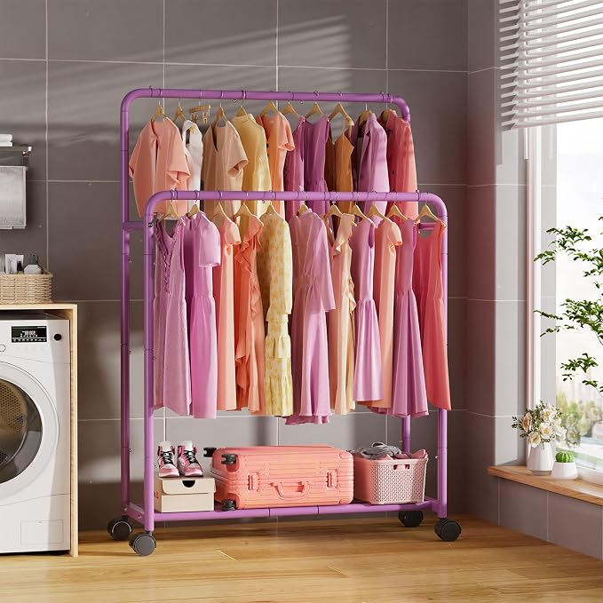 Simple Trending Clothing Clothes Rack Double Rods - Image 4