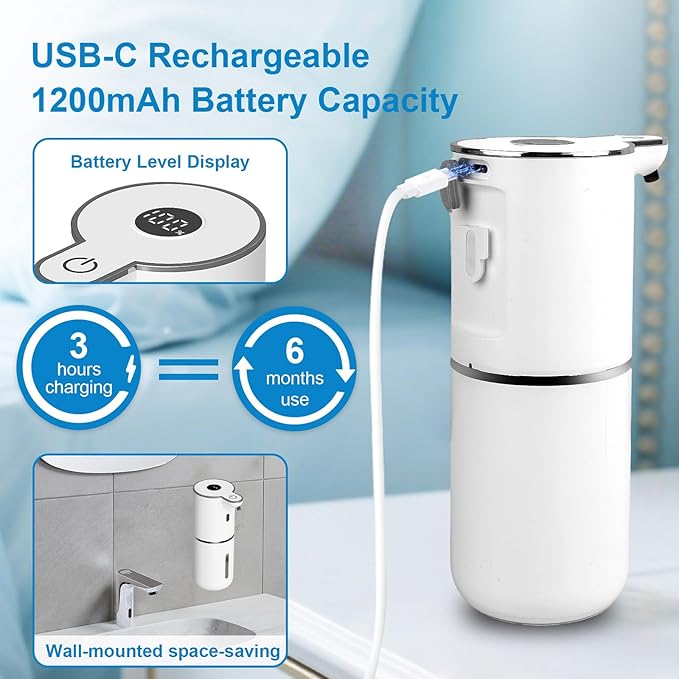Automatic Foaming Soap Dispenser Touchless, USB Rechargeable Smart Hand Soap - Image 4