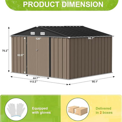 JUMMICO 10 x 8 FT Outdoor Storage Shed, Large Metal Garden Shed & Tool Sheds - Image 3