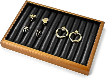 Oirlv Solid Wood 11 Slots Ring Tray Jewelry Organizer Tray Jewelry Drawer - Image 5