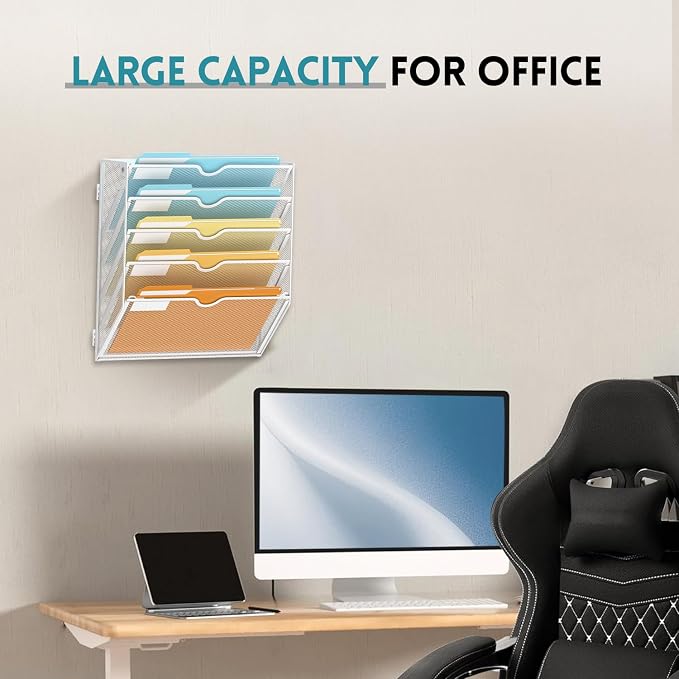 SUPEASY 5-Tier Wall File Organizer Mesh Office Mail Holder, Hanging Wall - Image 6