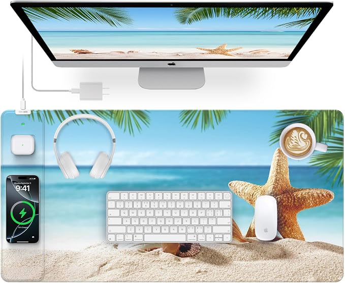 Wireless Charging Mouse Pad, 31.5"x15.8" Large Gaming Desk Mat by abcmat