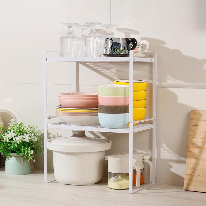 MiaLi Cabinet Organizer Shelf, Stackable Kitchen Bathroom Organizers and Storage - Image 3