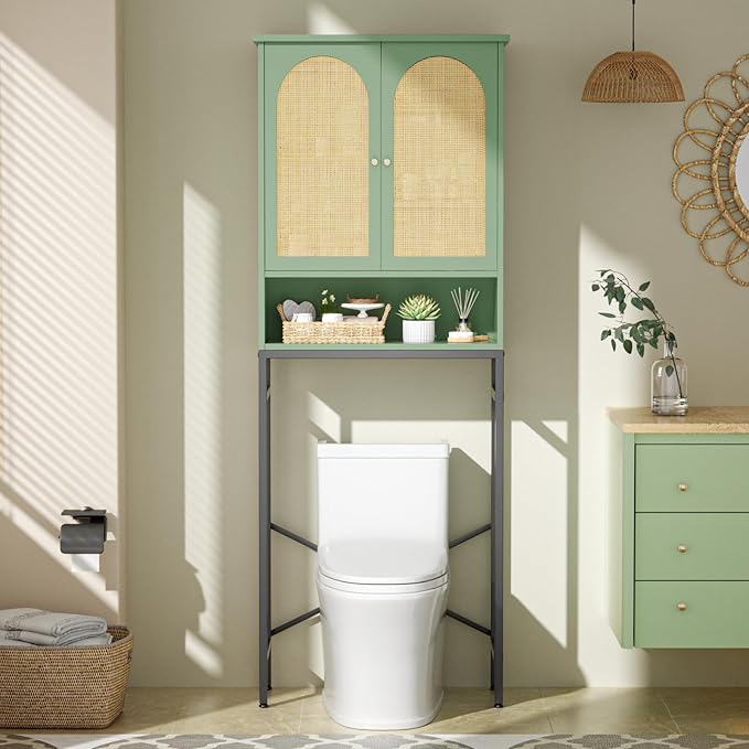 Befrases Rattan Toilet Storage Cabinet, Over the Rack Wood Cabinet - Image 3