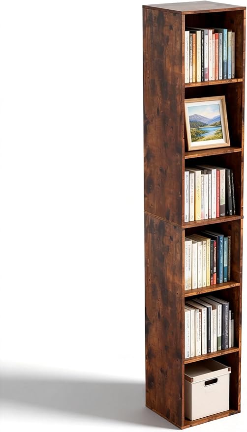 Cube Storage Organizer, 6 Cube Retro Bookshelf, Freestanding 6 Tier Open Shelf by NewBeth