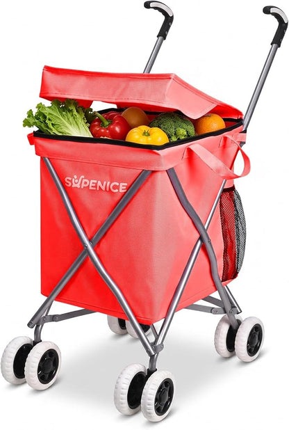Shopping Carts for Groceries Foldable Rolling Trolley by supenice