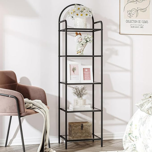 Hzuaneri Bookcase Bookshelf, Tempered Glass Bookshelves | Slim Shelving Unit by Hzuaneri