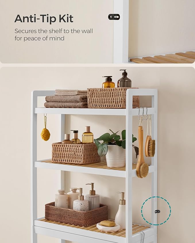 SONGMICS Over The Toilet Storage, 3-Tier Over Toilet Bathroom Organizer - Image 6