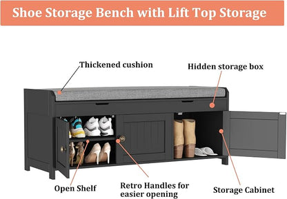 HOMEFORT 41.3" Shoe Bench with Lift Top Storage, Entryway Bench with Cushioned - Image 8