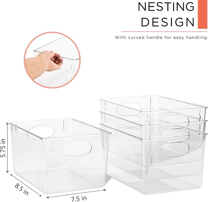 Sorbus Medium Clear Plastic Storage Bins - Image 2