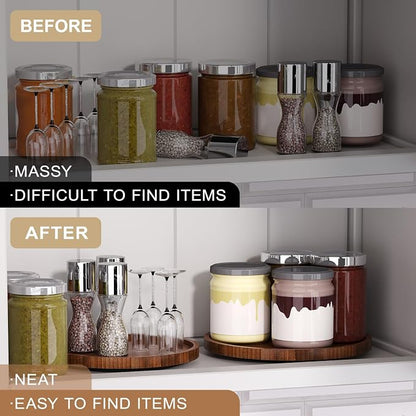 Lazy Susan Organizer for Kitchen, Bamboo Turntable for Cabinet, Middle（Brown） - Image 5