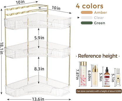 BEFSOP Corner Bathroom Counter Organizer, Upgraded 3-Tier Makeup Organizer - Image 2