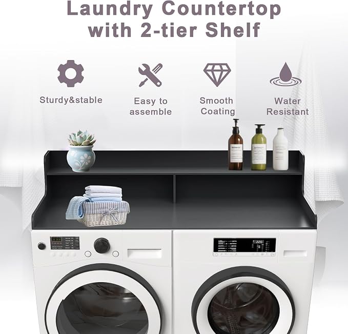 2-Tier Washer and Dryer Countertop Shelf, Laundry Room Storage & Organization - Image 3
