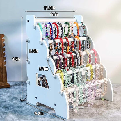 Wooden Bracelet Holder 8 Tier Jewelry Bracelet Display Stand, Portable Organizer - Image 2