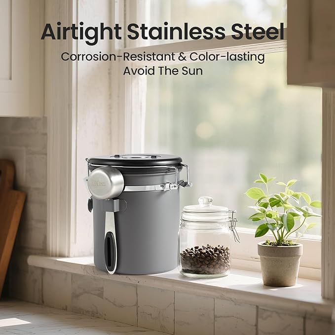 Veken Coffee Canister, Airtight Stainless Steel Kitchen Food Storage Container - Image 5