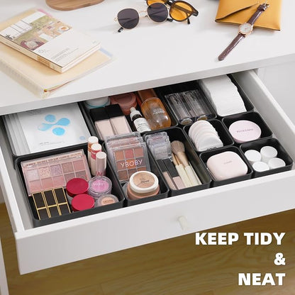 11-Piece Stackable Drawer Organizer Set, Stationery, Utensils in Bathroom - Image 3