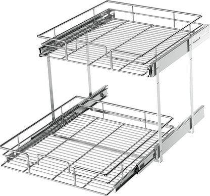 LOVMOR 2 Tier Individual Pull Out Cabinet Organizer 22½" W x 21½" D, Slide Out by LOVMOR