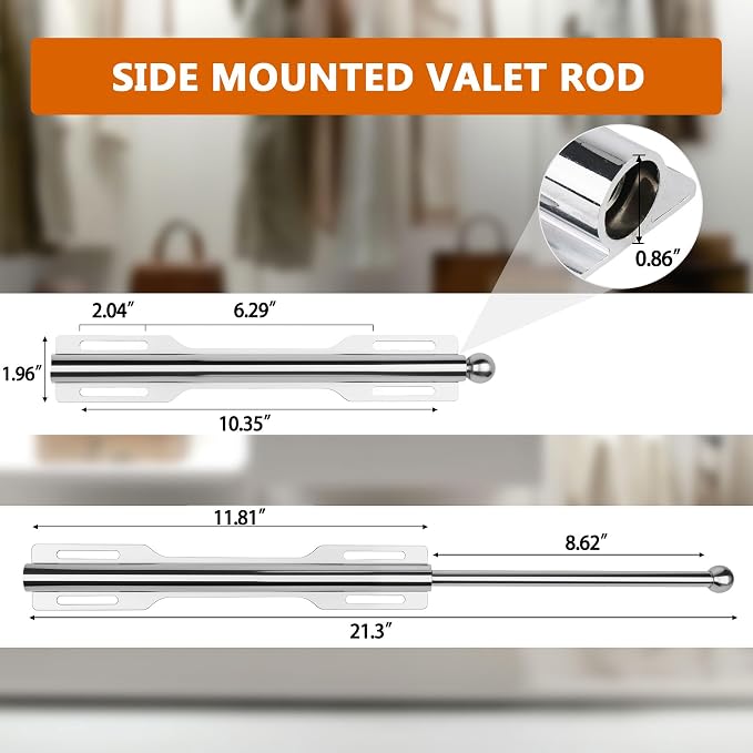 Pull-out Valet Rod for Closet 2 Pack - Image 2