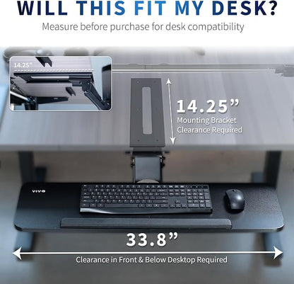VIVO Adjustable Computer Keyboard and Mouse Platform Tray, 34 x 10 inch - Image 4