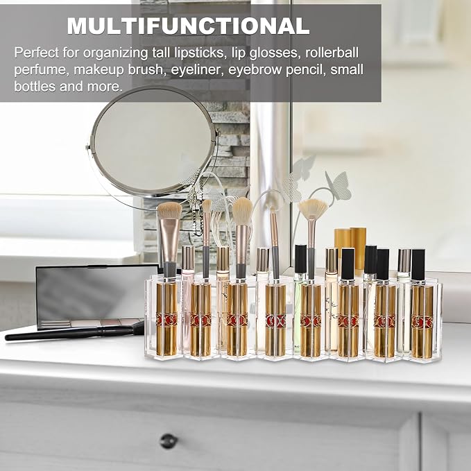 ELLDOO Rollerball Perfume Organizer, 23 Spaces Clear Acrylic Perfume Storage - Image 7