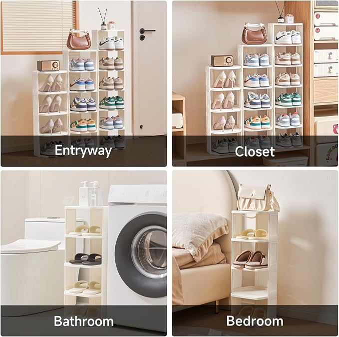 UFORU Small Shoe Rack, 5 Tier Plastic Vertical Shoe Rack - Image 9