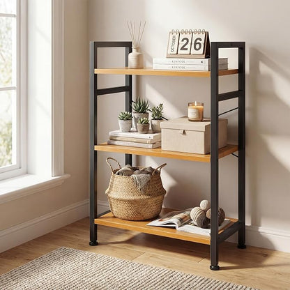 DUMOS 3 Tier Bookshelf, Home Office Bookcase Shelf Storage Organizer | Free - Image 7