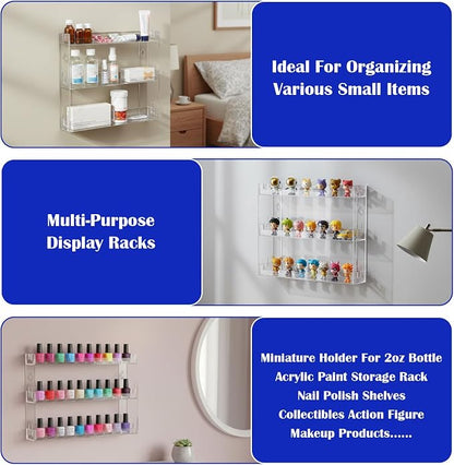 3 Pack 3-Tier Display Rack, Wall-Mount Acrylic Paint Organizer Shelf - Image 6