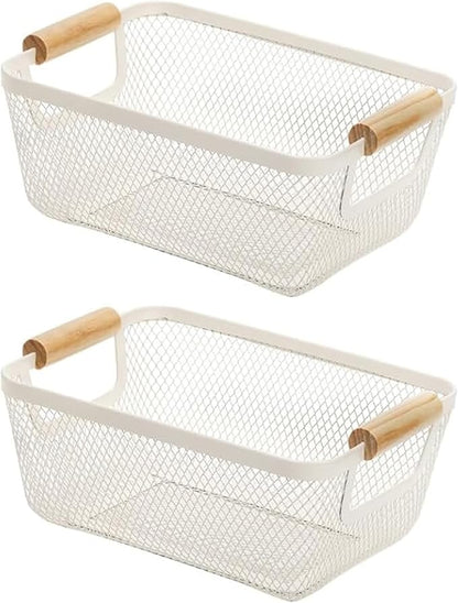 AJIODA 2Pack Metal Mesh Steel Basket, Small Wire Storage Organizer Basket by AJIODA