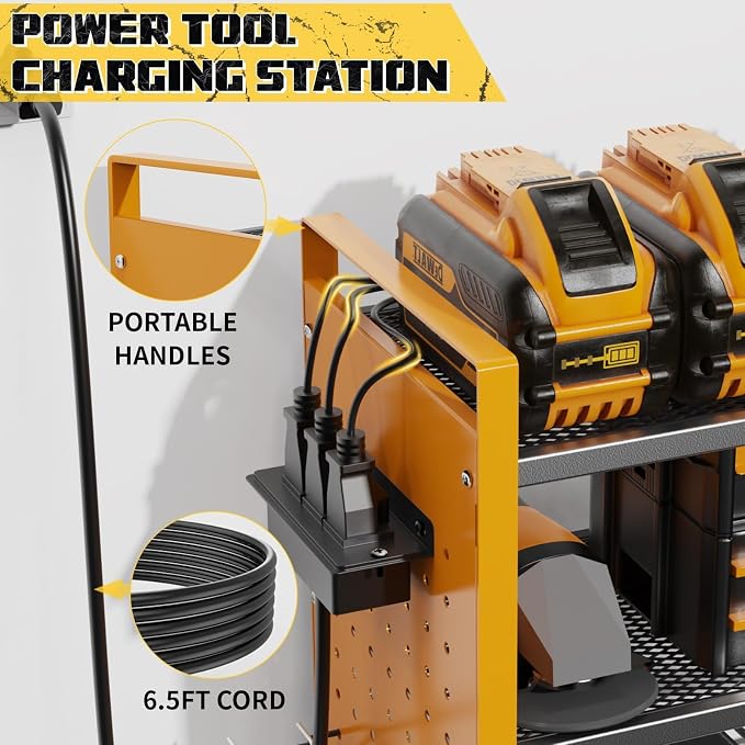 Power Tool Organizer with Charging Station Wall Mount, 3 Layer Expanded Heavy - Image 4