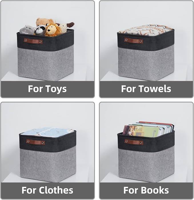 HNZIGE Decorative Storage Basket Linen Cube Storage Baskets - Image 6