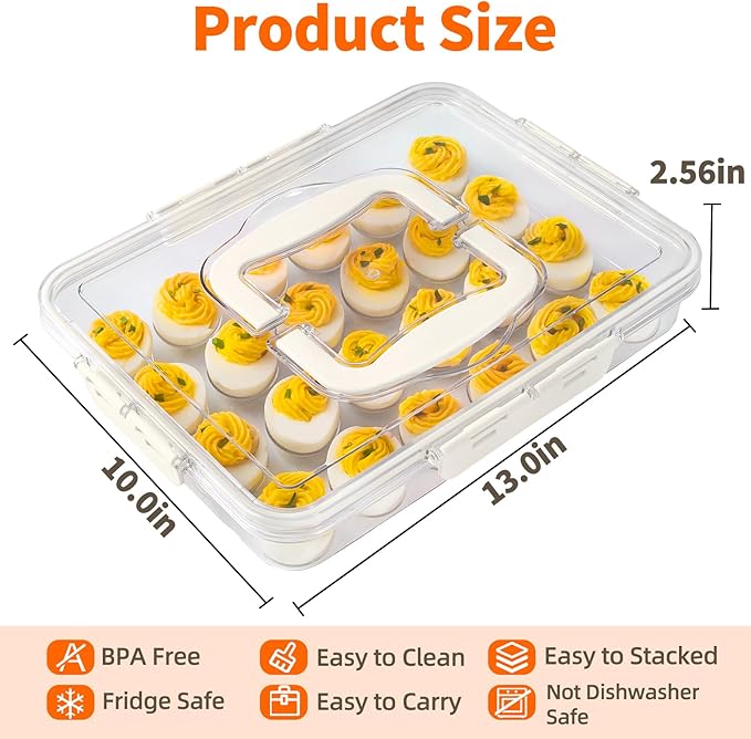 Deviled Egg Containers with Lid and Handle, Durable Clear Plastic Deviled Egg - Image 7