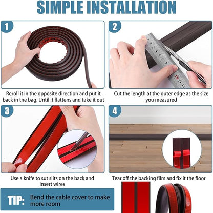 Floor Cord Covers for Wires 10FT Cable Hider Wire Cover Self Adhesive Cord - Image 5