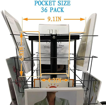 TONGMO 36-Pocket Rotating Magazine Rack Stand, Floor Spinner Display - Image 4