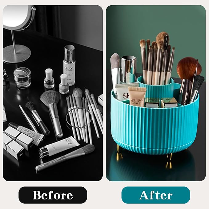 360° Rotate Makeup Brush Holder Organizer, Makeup Organizers Countertop - Image 7