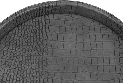 HofferRuffer Faux Leather Round Serving Tray, Vegan Croco Leather Decorative - Image 6
