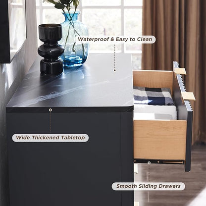T4TREAM Fluted 5 Drawers Dresser, Curved Profile Design, Wood Drawer Organizer - Image 5