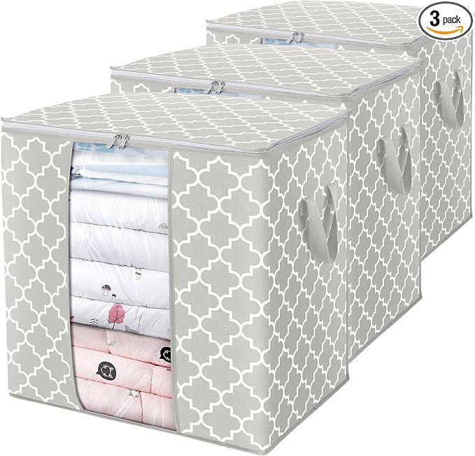 WISELIFE Storage Bags 3 Pack/100L Large Blanket Clothes Organization and by WiseLife