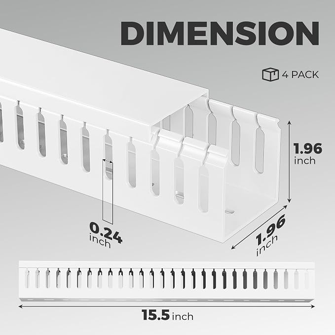 YECAYE 4x15.7in Cable Management, Large Capacity Cable Organizer, Cord Hider - Image 3