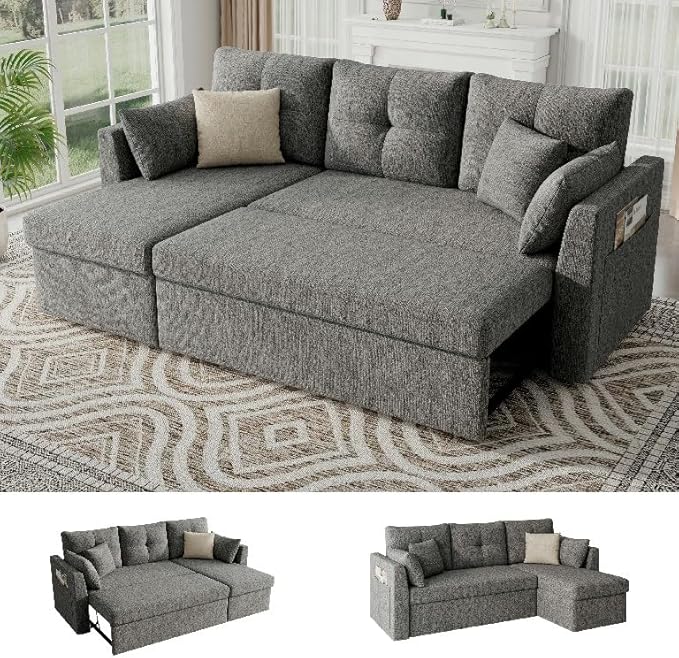 Huatean Home Sleeper Sofa Couch, 2 in 1 Sectional Sleeper Couch Bed by huateanhome