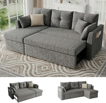 Huatean Home Sleeper Sofa Couch, 2 in 1 Sectional Sleeper Couch Bed by huateanhome